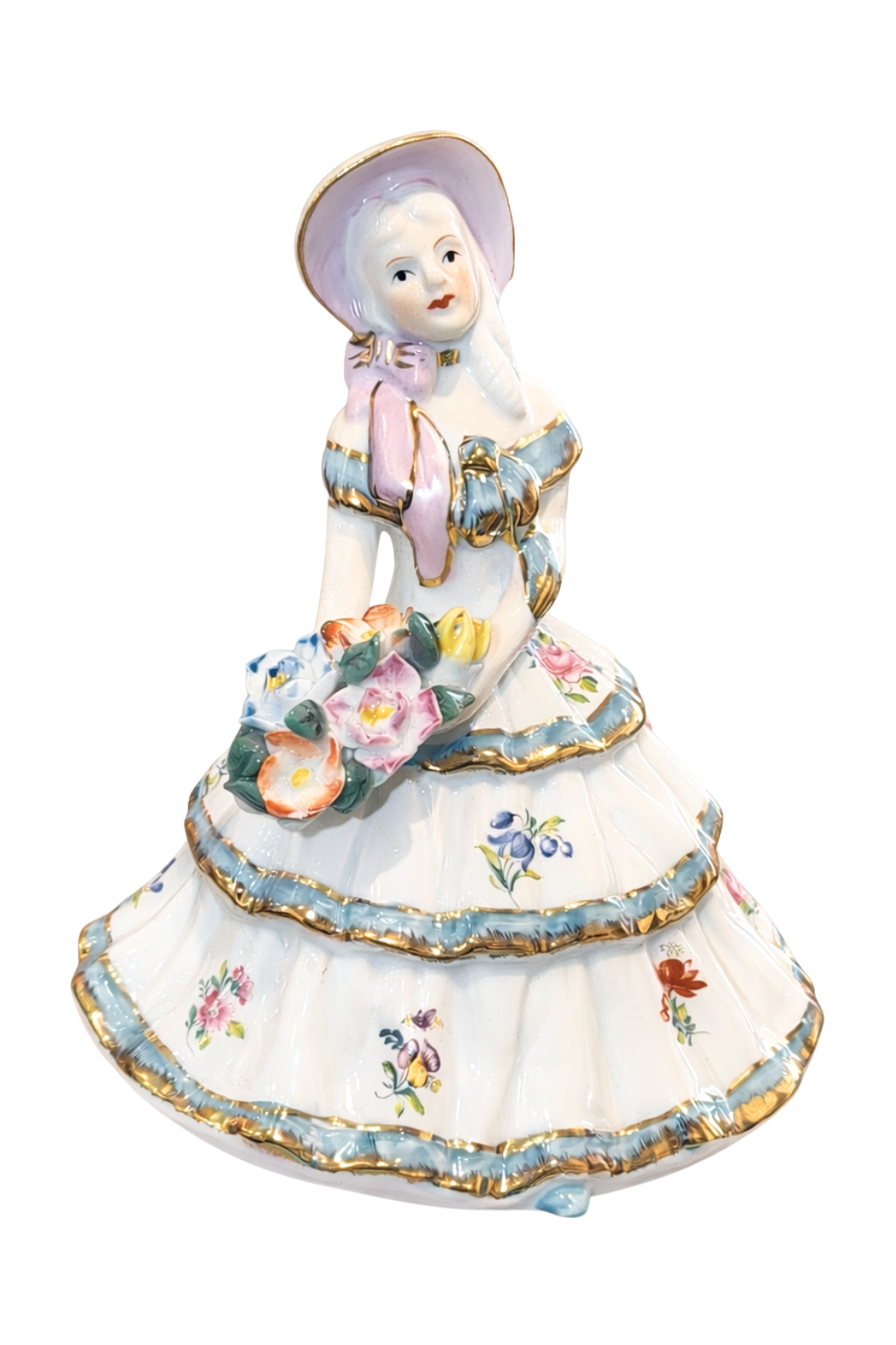Mademoiselle | Vintage Porcelain Lady with Floral Bouquet