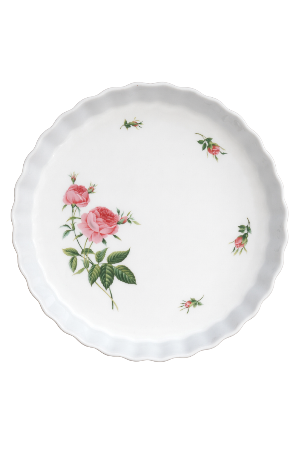Rosalie Vintage Rose Pie Plate |Scalloped Porcelain Dish