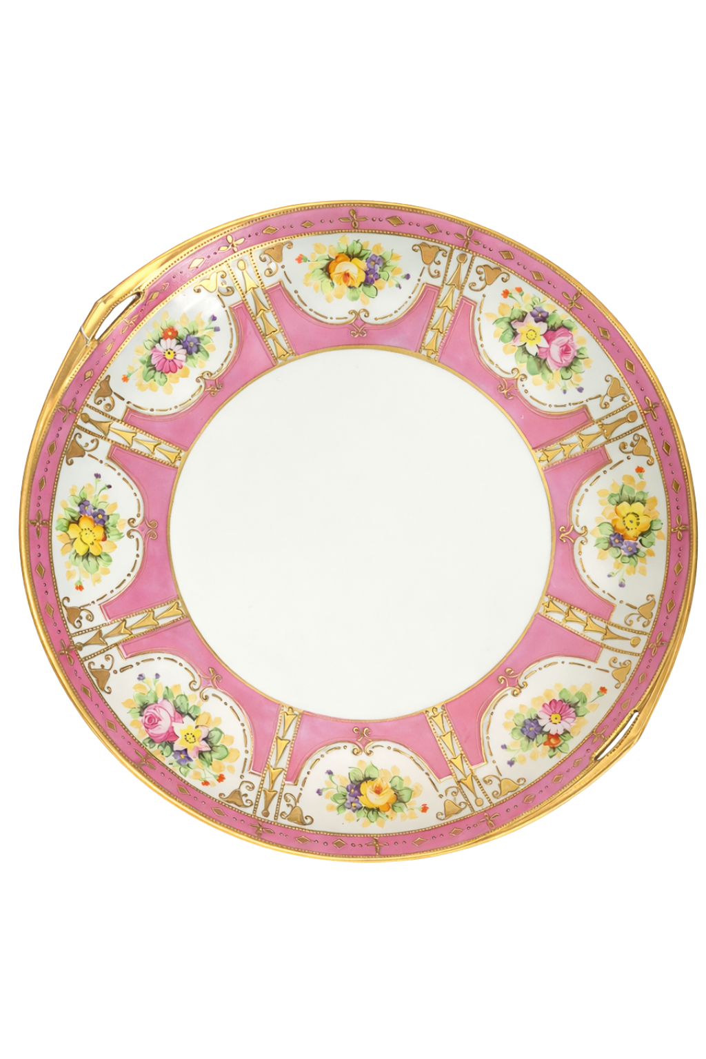 Plateau Rose Royale | Hand-Painted Napon Porcelain Serving Plate with Handles