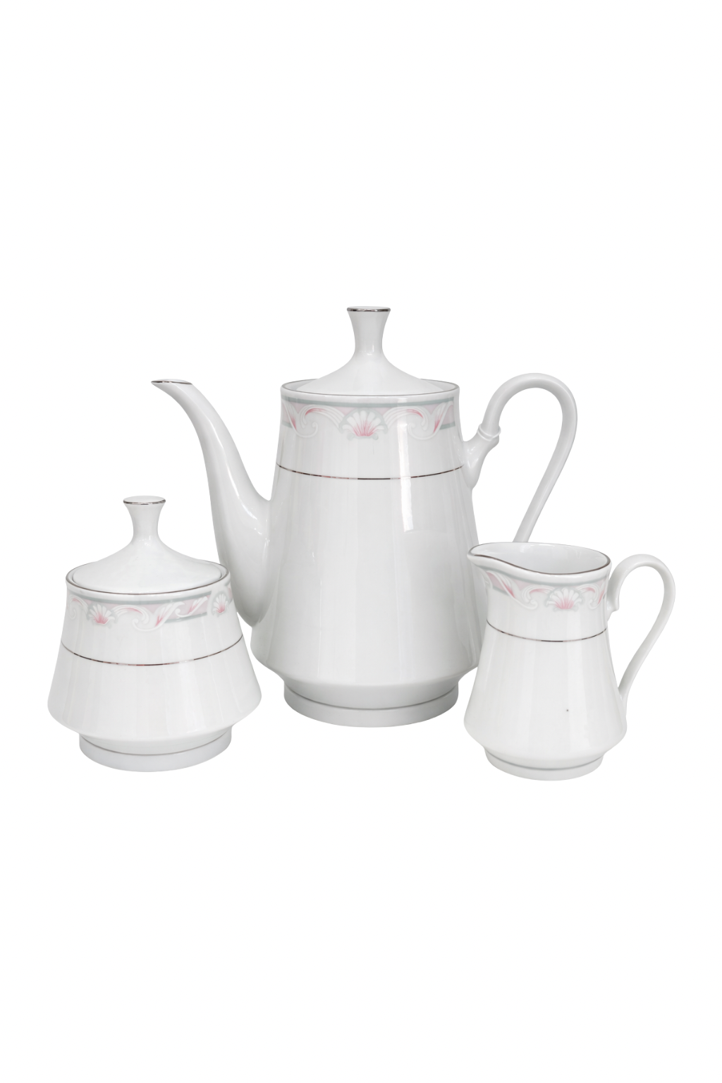 “Coquille du Matin” | Crown Ming Fine China Seashell Tea Set (Vintage 1980s Teapot, Creamer & Sugar Bowl)