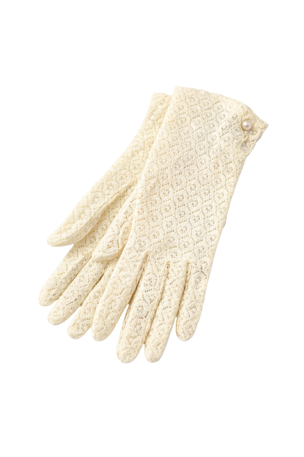 Les Gants de Printemps | Vintage 1940s-50s Cream Lace Gloves, Made in Japan, Petite One Size