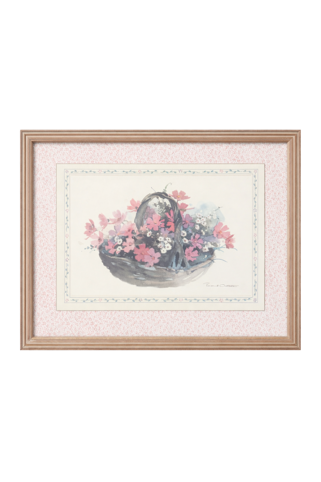 Vintage JCPenney Floral Basket Wall Art | Cottagecore Framed Print