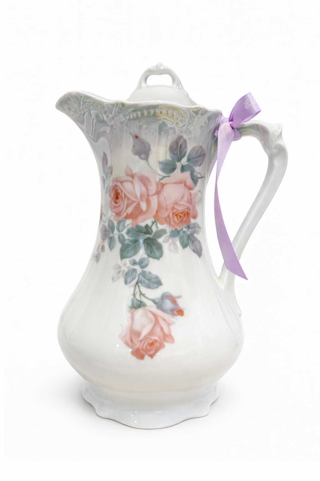 Antique German Porcelain Floral Teapot | Early 1900s Romantic Rose Teapot