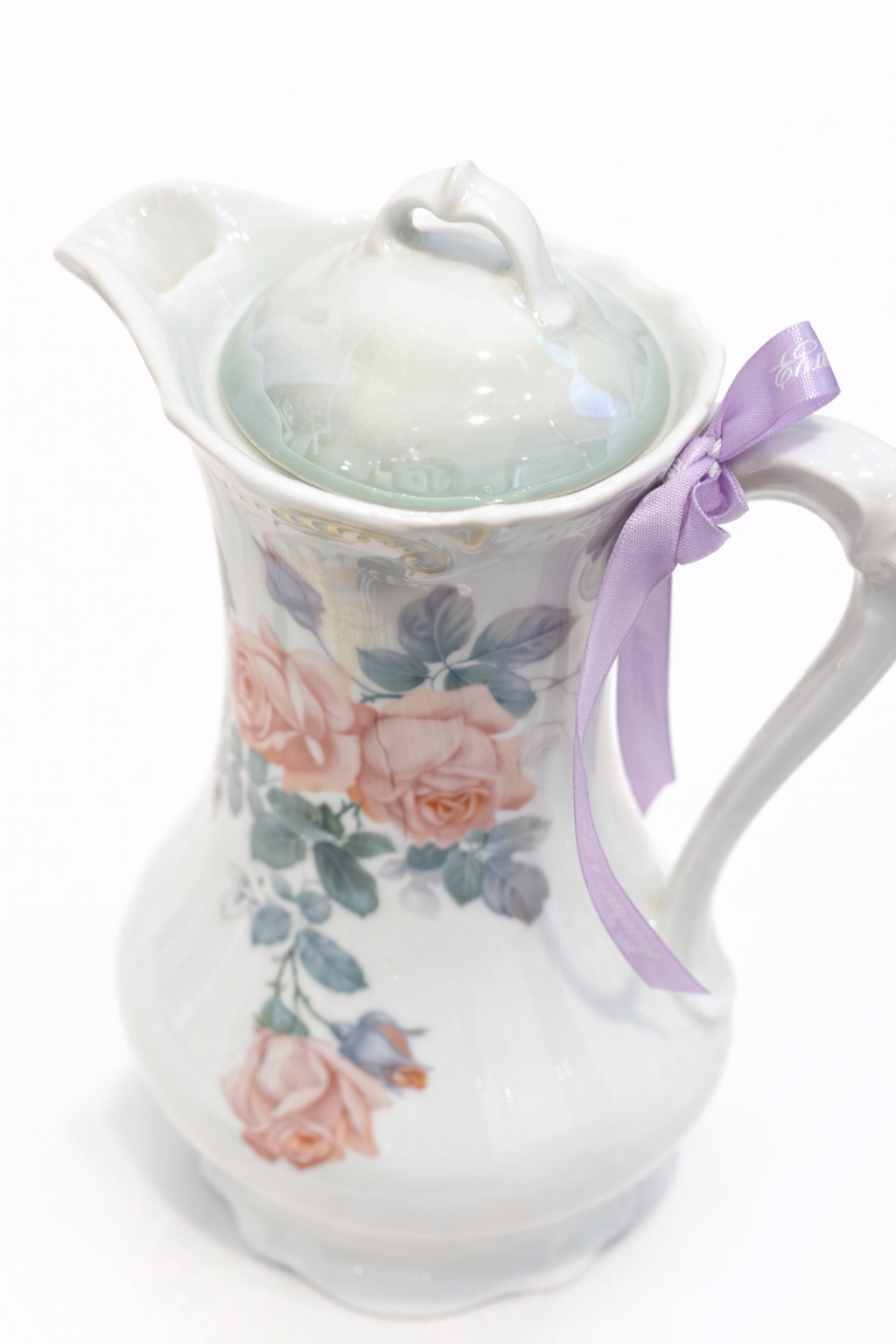 Antique German Porcelain Floral Teapot | Early 1900s Romantic Rose Teapot