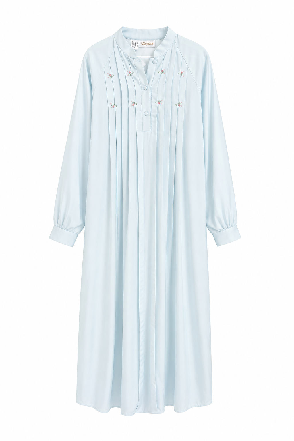 Vintage Barbizon Blue Embroidered Nightgown | Romantic Rose Detail Lounge Dress | Size Medium
