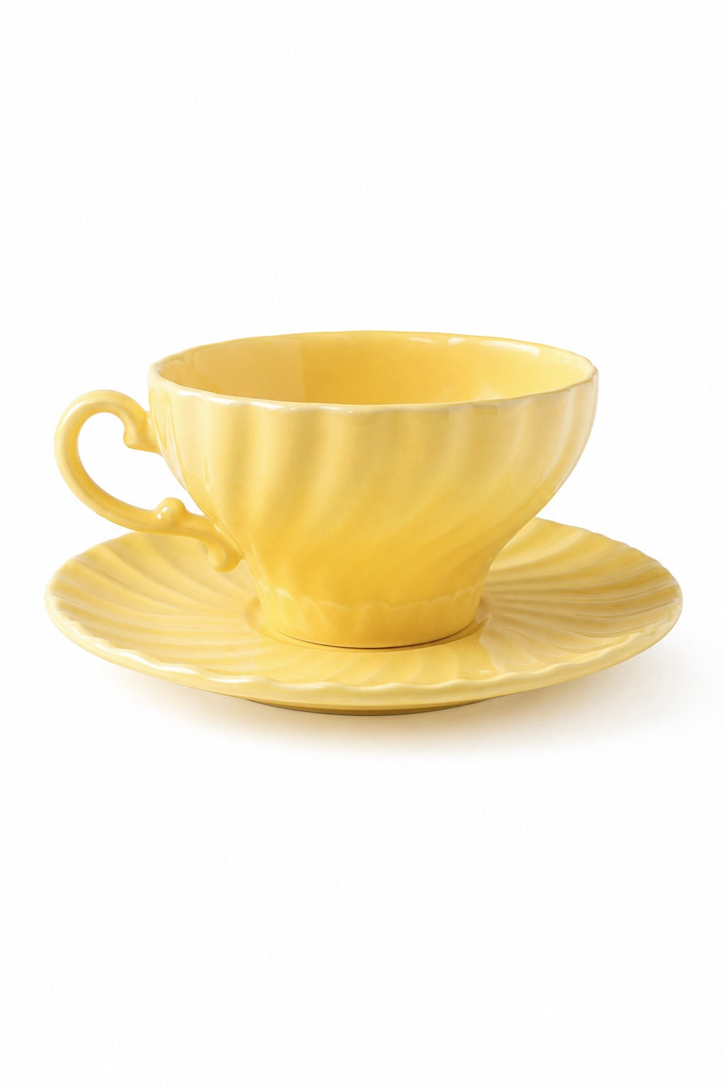 1930s Franciscan Coronado Yellow Teacup & Saucer Set of 2 | Made in Los Angeles, California | Art Deco Vintage Pottery