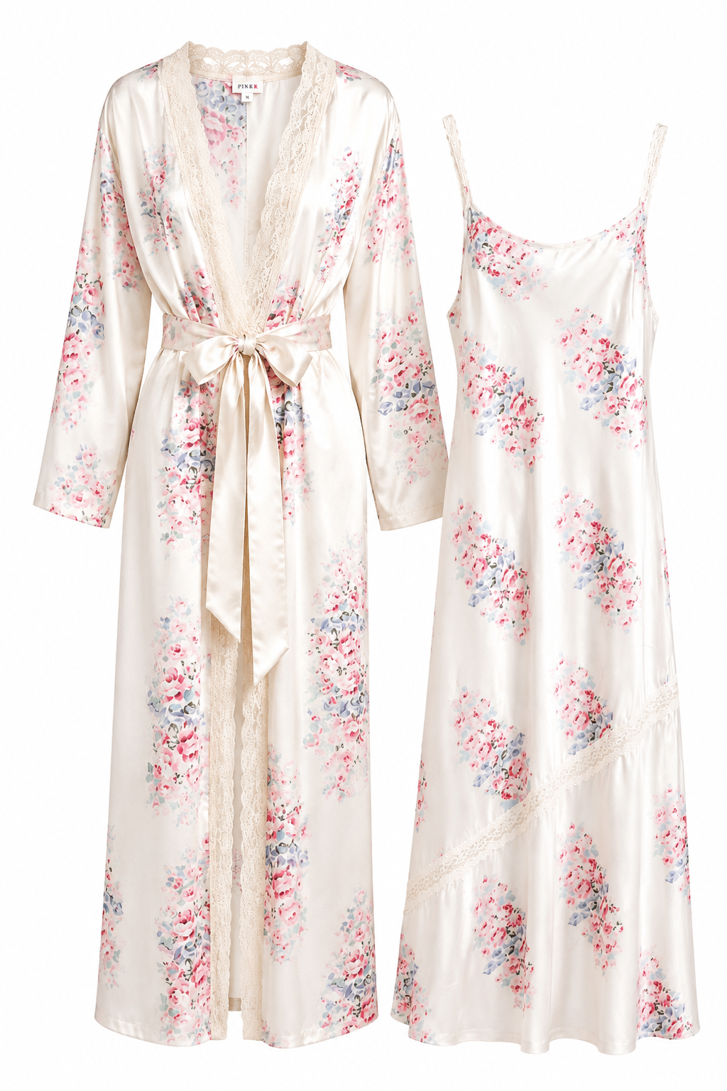 Vintage PINK Kmart Floral Nightgown & Robe Set | Plus Size 3X Romantic Sleepwear Ensemble