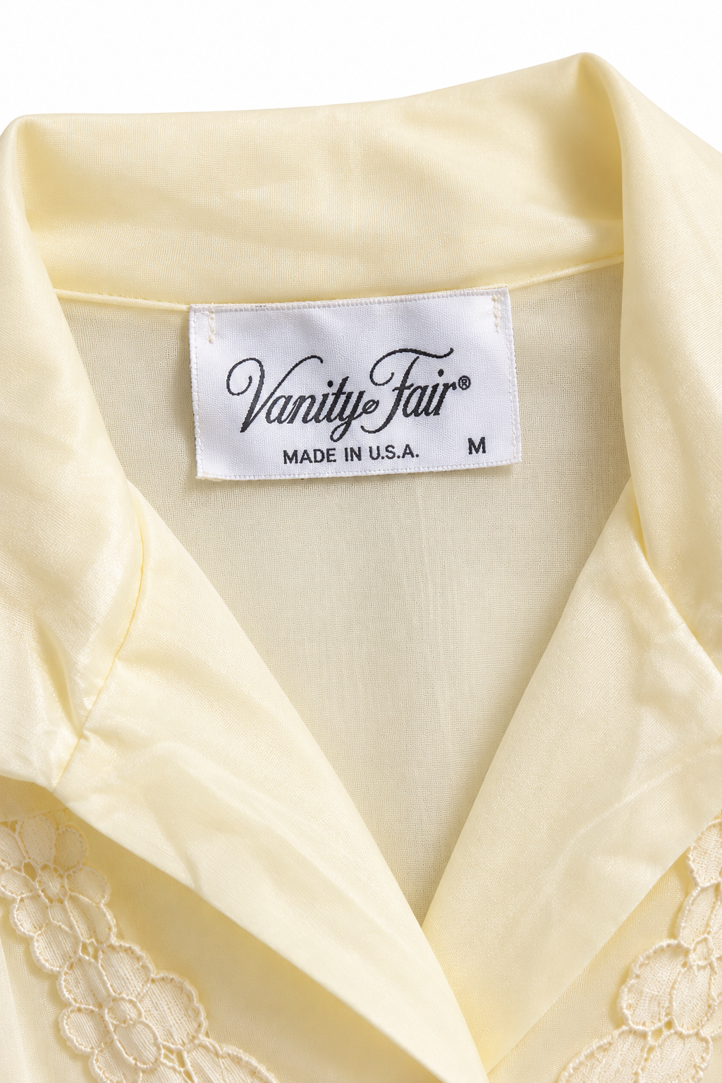 Vintage 1960s Vanity Fair NWT Pale Lemon Nylon Button Front Robe Nightgown | Size M