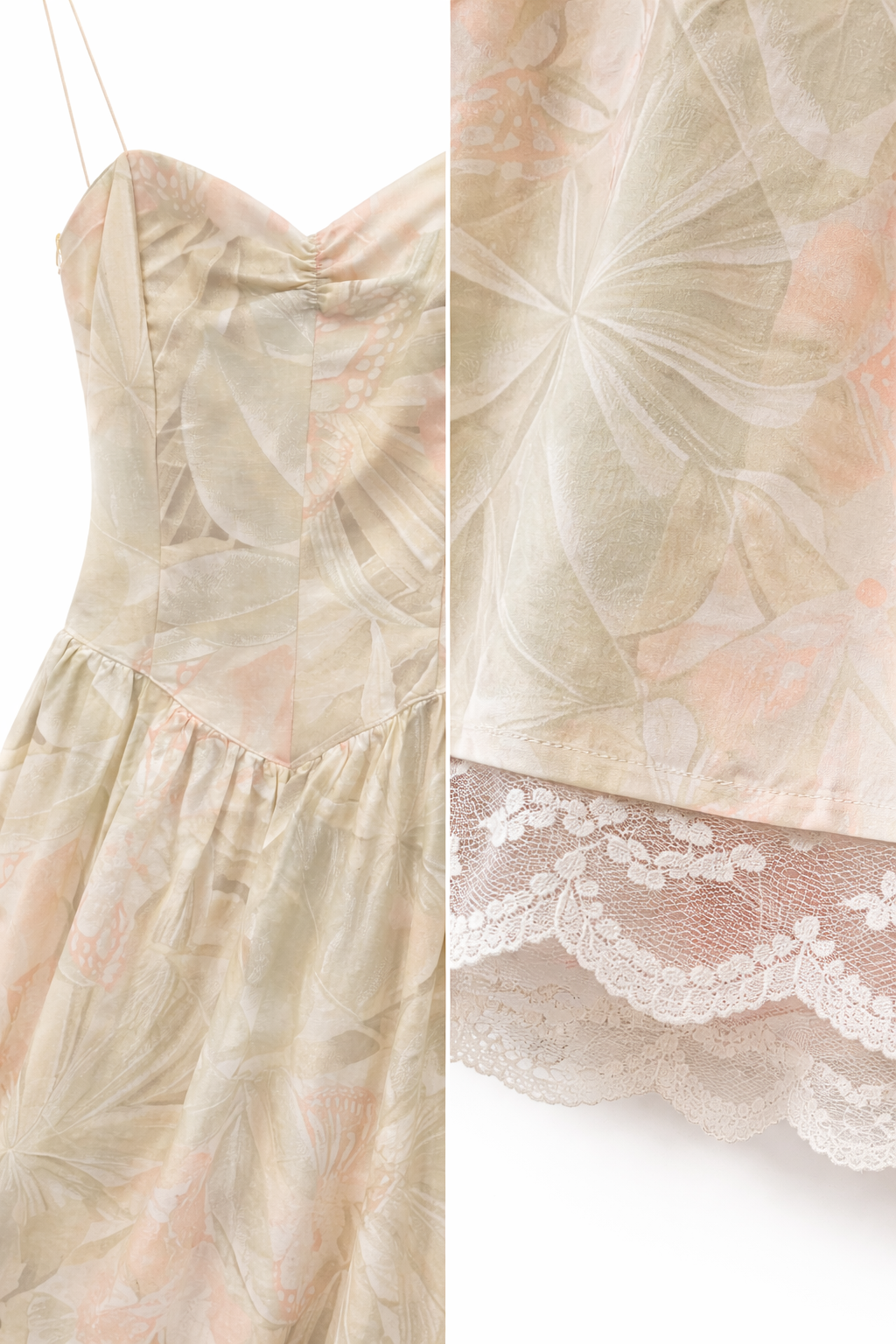 Vintage “Tropical Garden” Spaghetti Strap Dress by All That Jazz - Lace Hem Sundress | Size 7