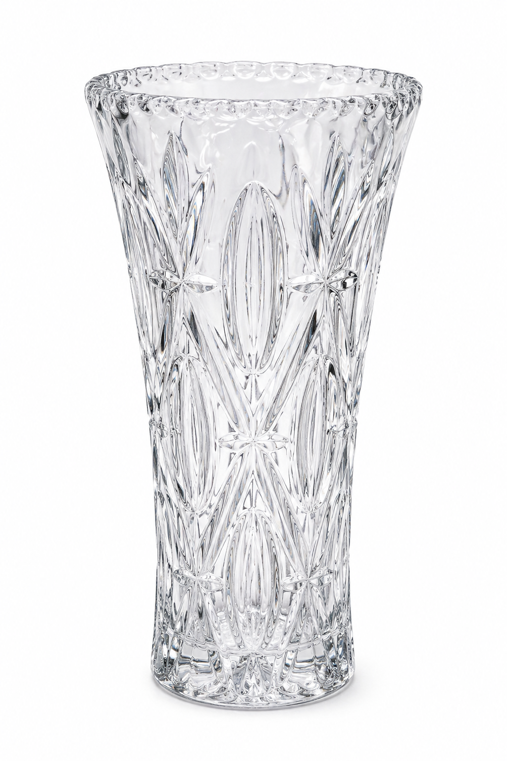 Vintage 1960s Anchor Hocking Cross & Olive Glass Vase | Made in USA | Clear Crystal Floral Vase