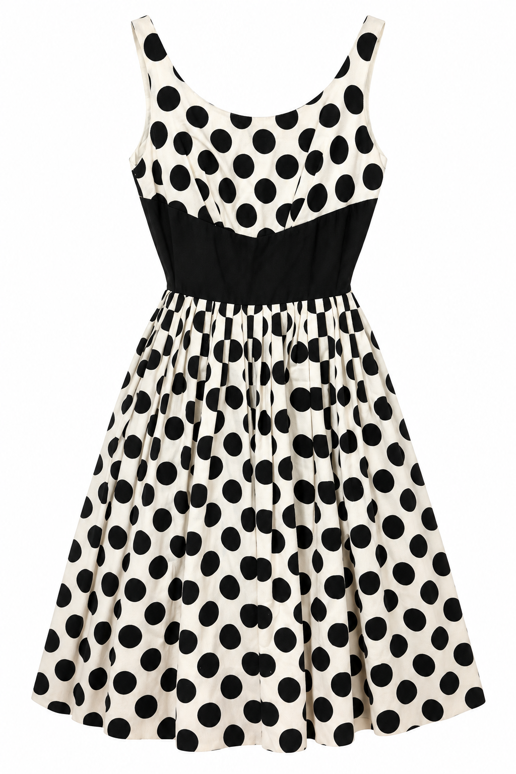Vintage 1950s–1960s Robbie Lynn of Miami Black & White Polka Dot Full Skirt Dress | XS/S