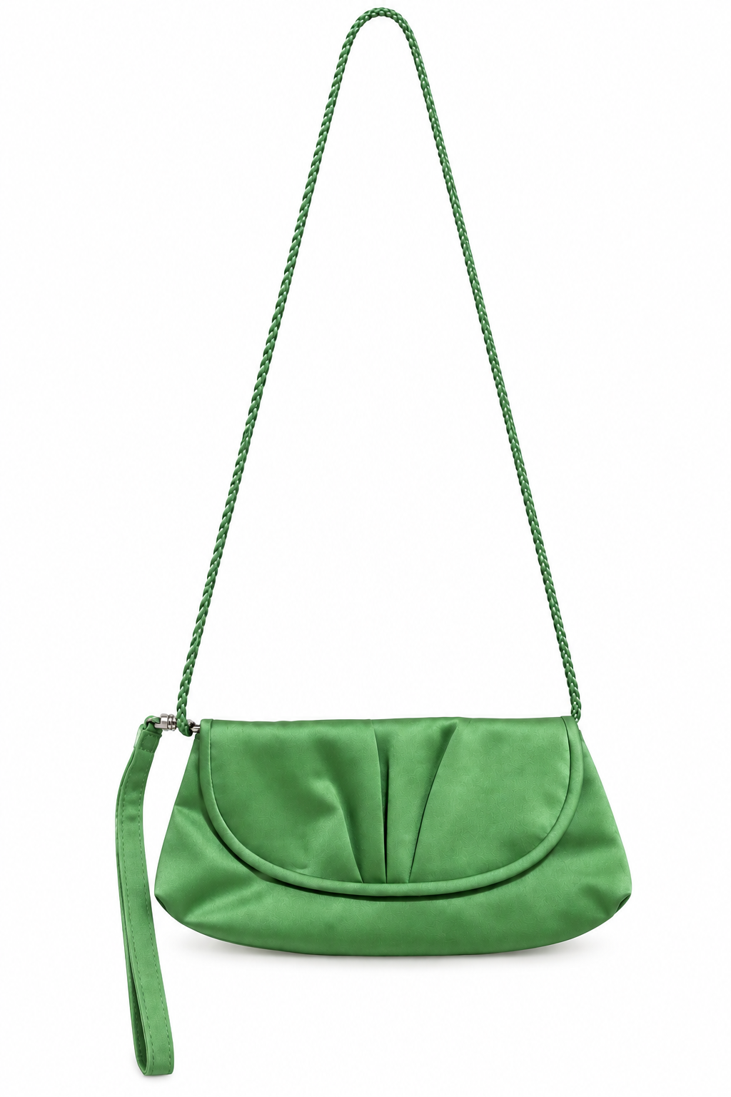 Vintage Green Satin Convertible Clutch Crossbody Evening Bag