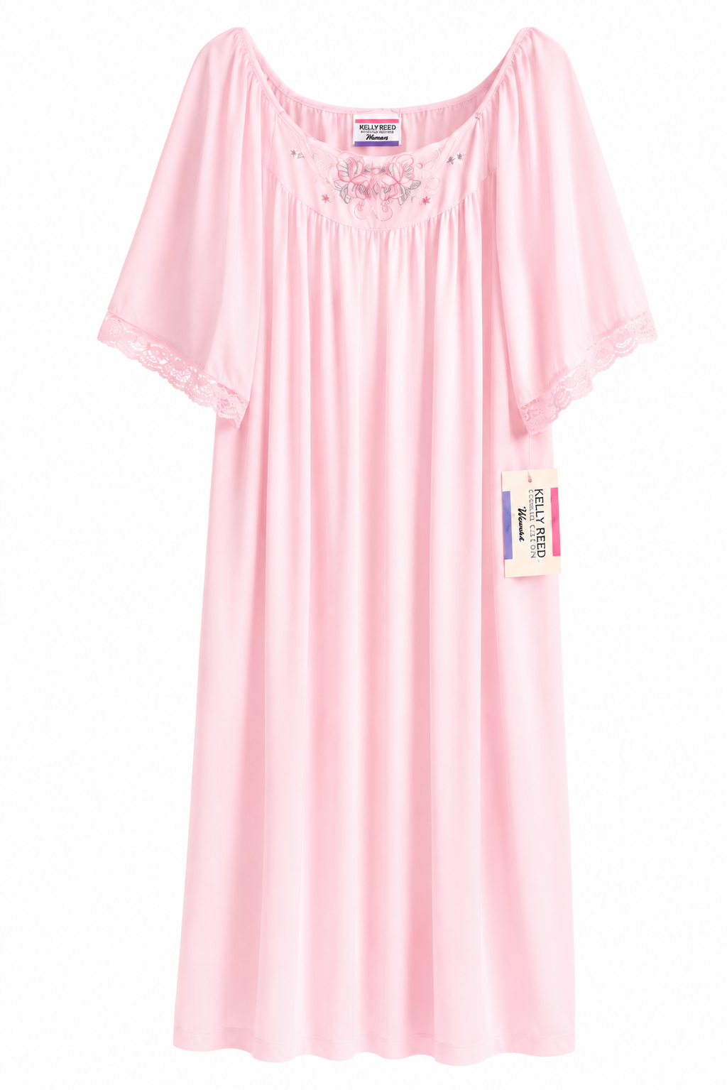 Vintage Kelly Reed Collection Pink Nightgown & Housecoat Set | 1X | Romantic Lace Trim Sleepwear Set