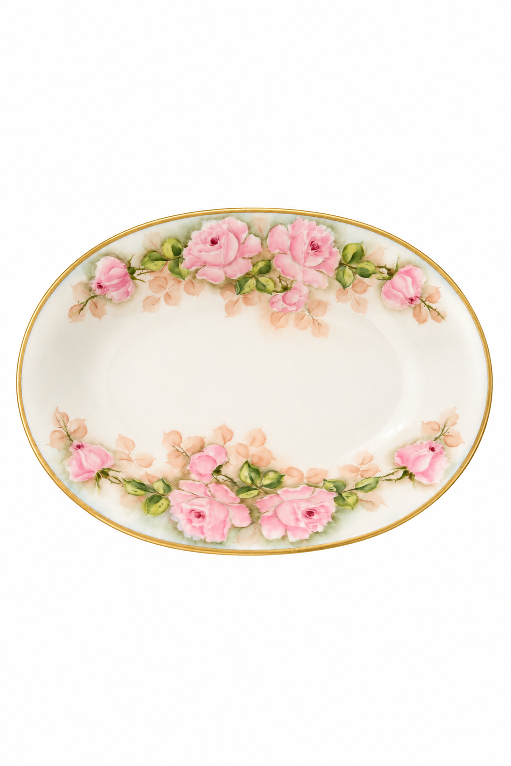Vintage Tirschenreuth PASCO Porcelain Serving Dish | Bavarian Pink Rose Platter | Gold Gilt Floral Dish | Romantic Cottagecore Decor | Germany