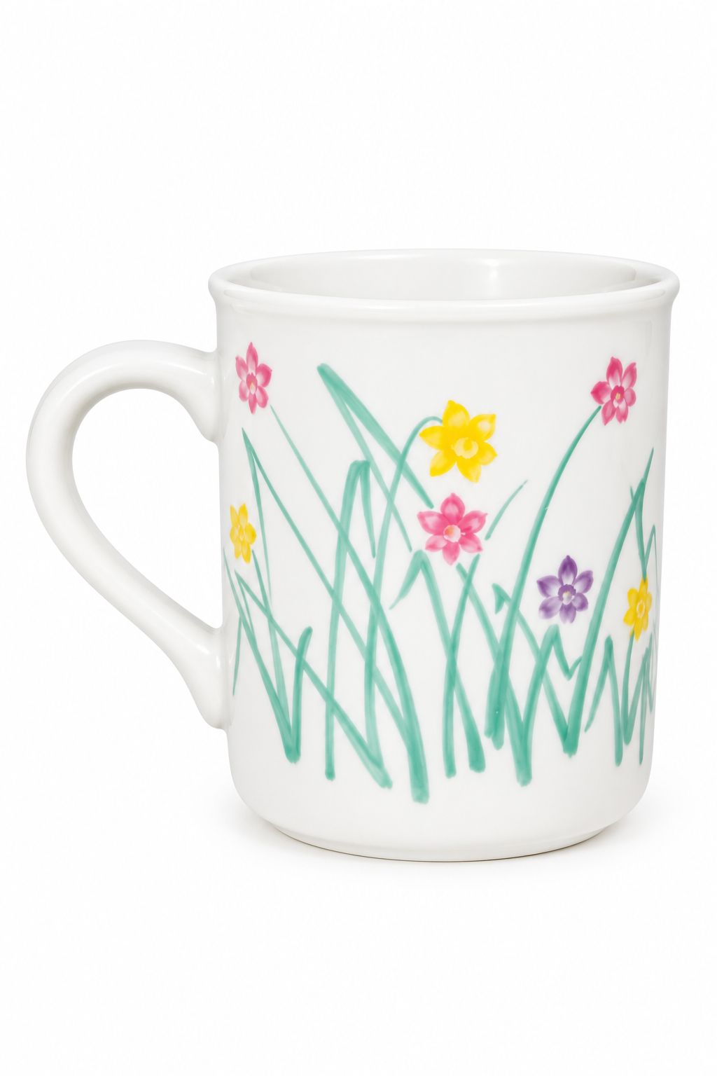 Vintage 1980s Floral Garden Mug | Colorful Wildflower Coffee Cup