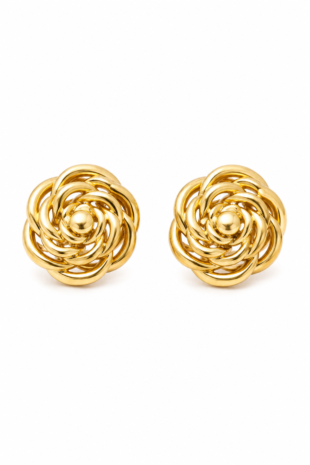 Vintage Avon Gold Tone Rose Stud Earrings – Floral Statement Earrings | ½”