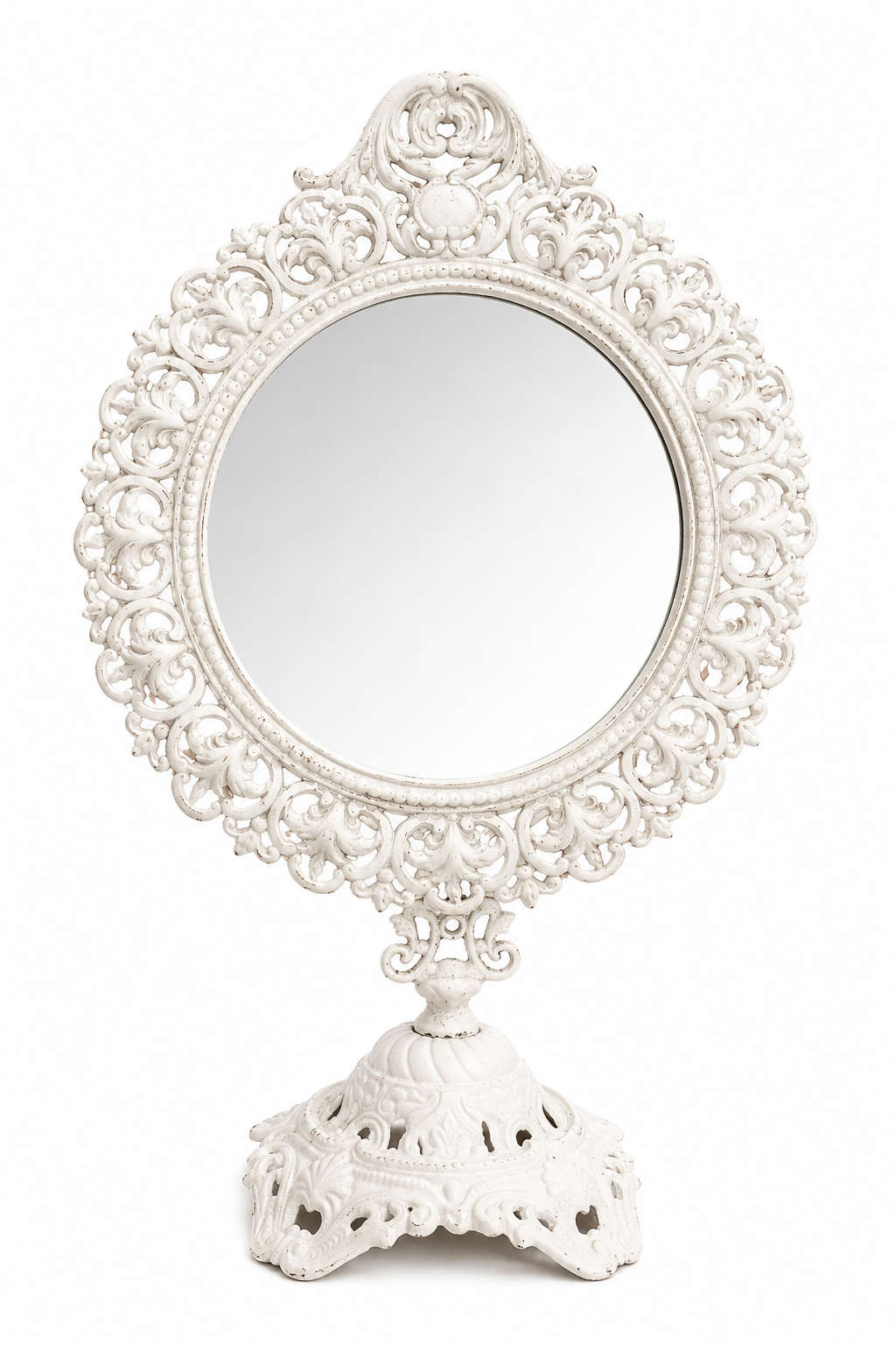 Antique 1890s–1930s Cast Iron Vanity Mirror | Victorian Shabby Chic Standing Swivel Mirror