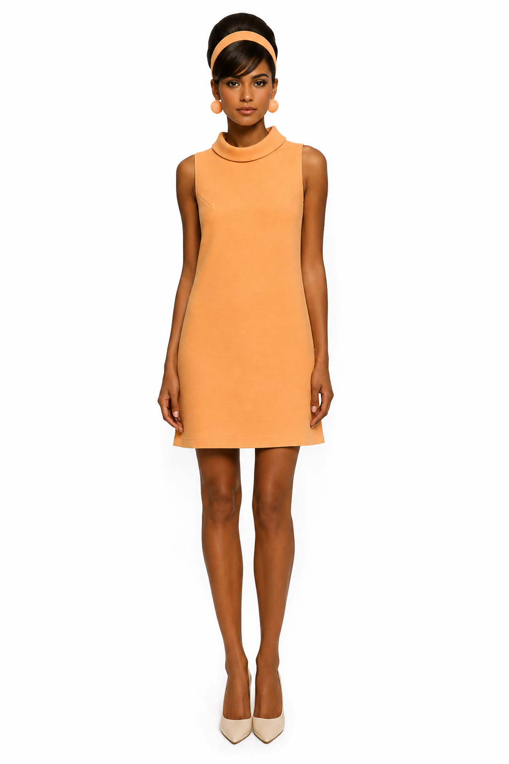 1960s–1970s Carol Joanne Peach Mod Dress | Vintage Pastel Shift Dress S/M