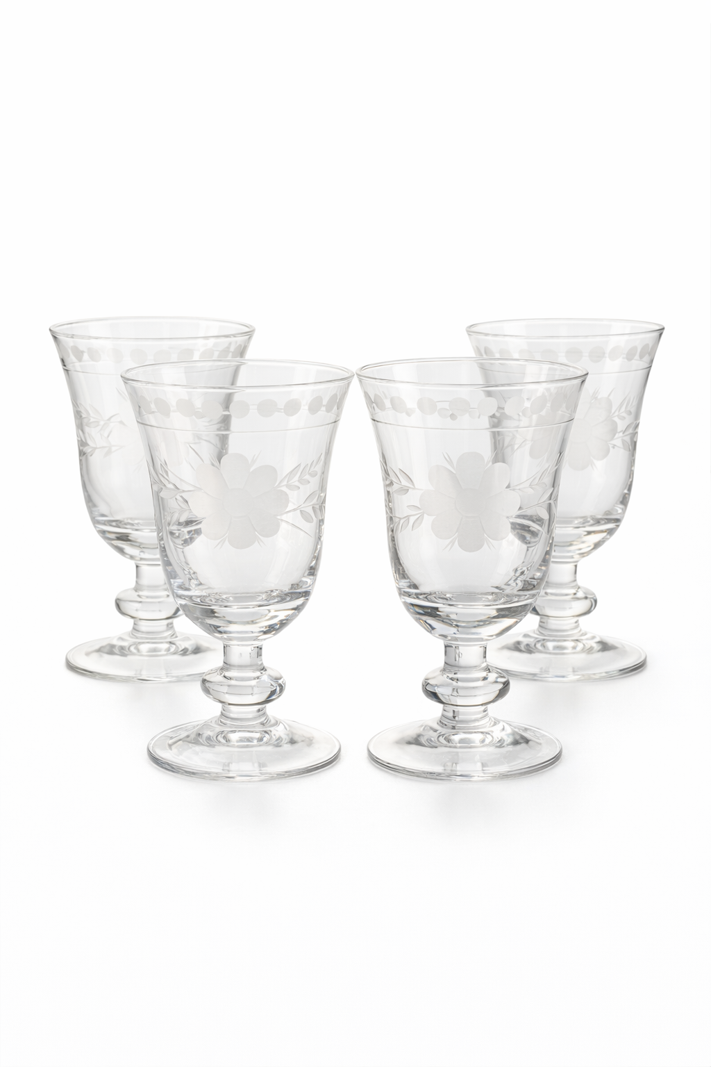 Vintage Set of 4 Pearlized Goblet Glasses