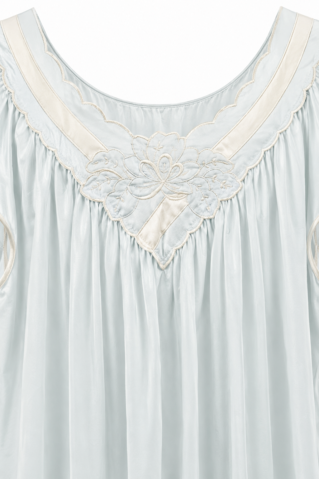 Vintage Shadowline Powder Blue Nightgown | Embroidered Flutter Sleeve – Size Large