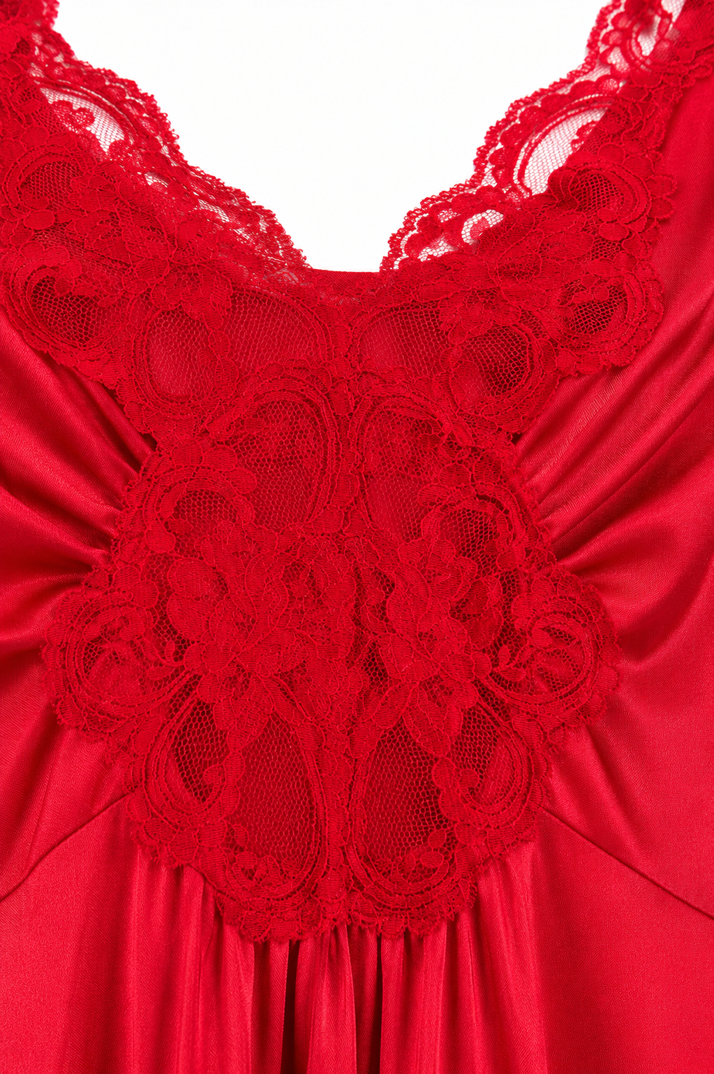 Vintage Sears Red Nylon Lace Nightgown | Made in USA | Romantic Maxi Lingerie | Size Medium