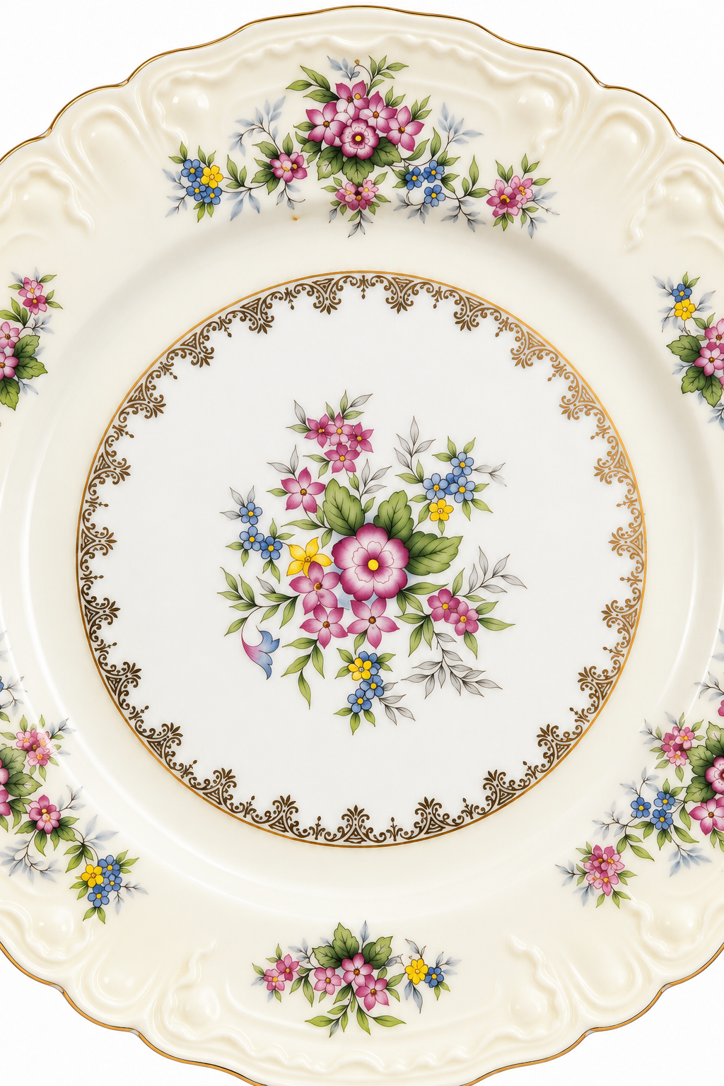 Vintage 1950s Embassy China Japan Porcelain Floral Wall Plate – Pink Flowers & Gold Trim