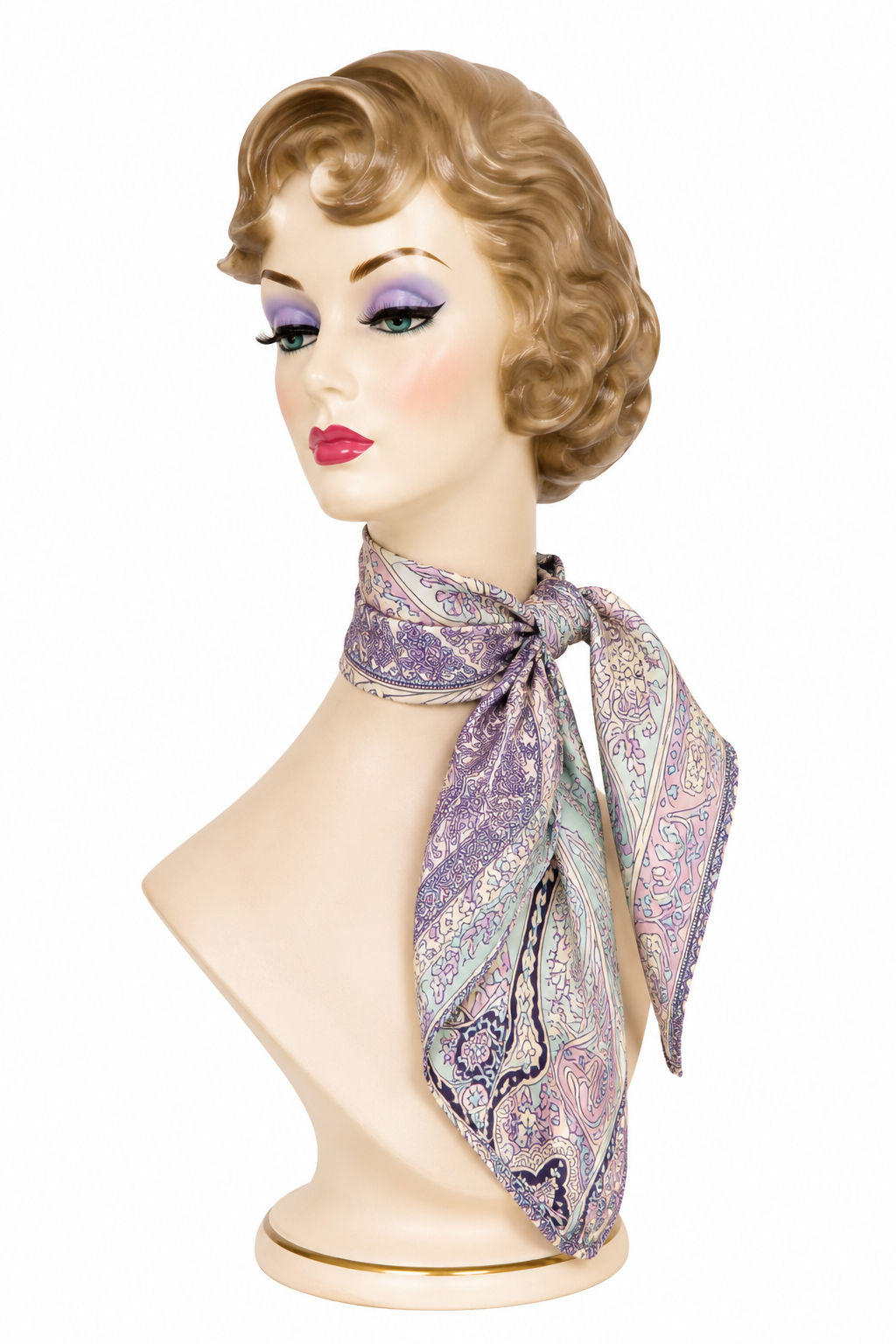 Pastel Purple Blue Paisley Square Neck Scarf Soft Lightweight Hair Scarf Wrap
