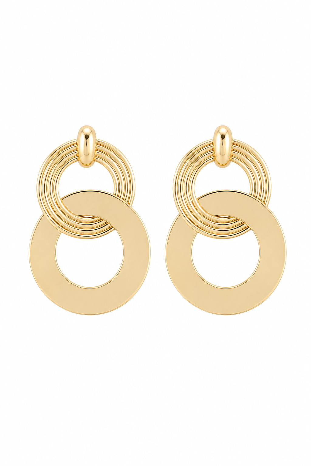Vintage Gold Statement Drop Earrings | Geometric Circle Stud Earrings