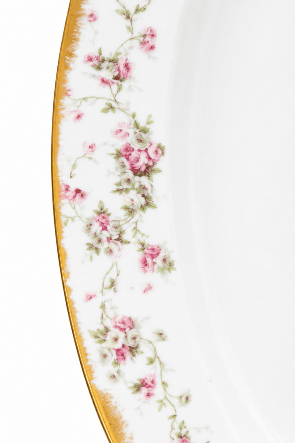 Antique Theodore Haviland Limoges France Oval Serving Platter | Pink Rose Garland Porcelain Tray