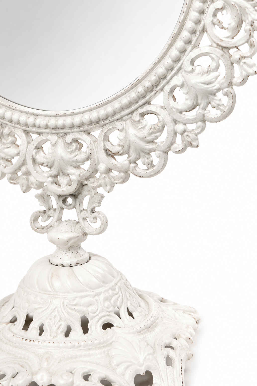Antique 1890s–1930s Cast Iron Vanity Mirror | Victorian Shabby Chic Standing Swivel Mirror