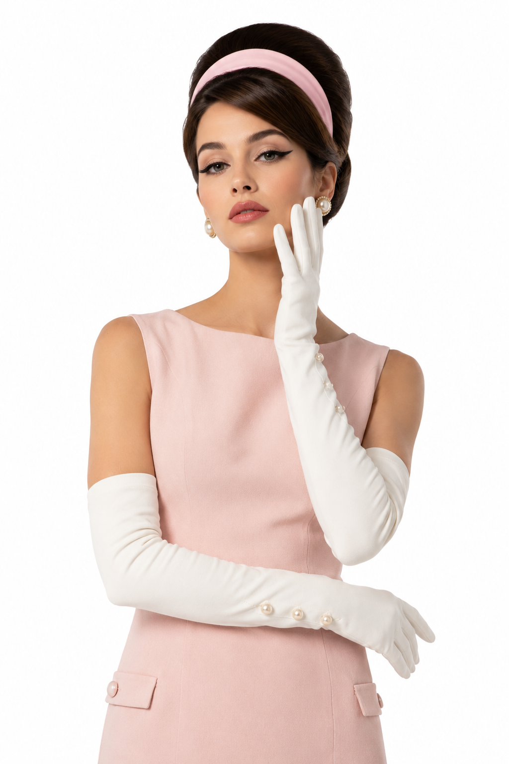 Vintage NWT White Pearl Button Opera Gloves | Deadstock Made in USA | Bridal Gloves | Mid-Century Formal Gloves
