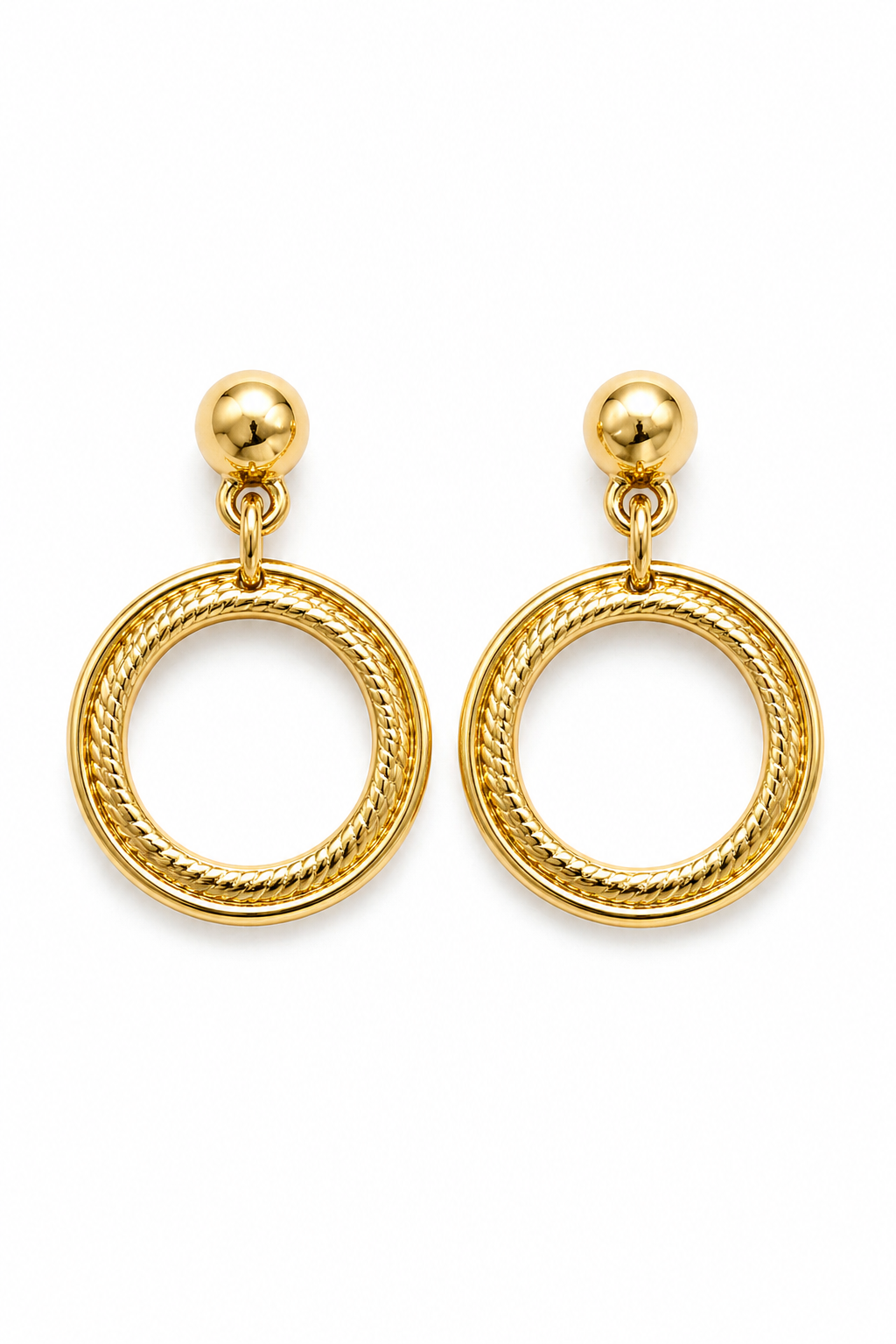 Vintage 1970s Sarah Coventry Gold-Tone Hoop Drop Earrings | Statement Stud Earrings