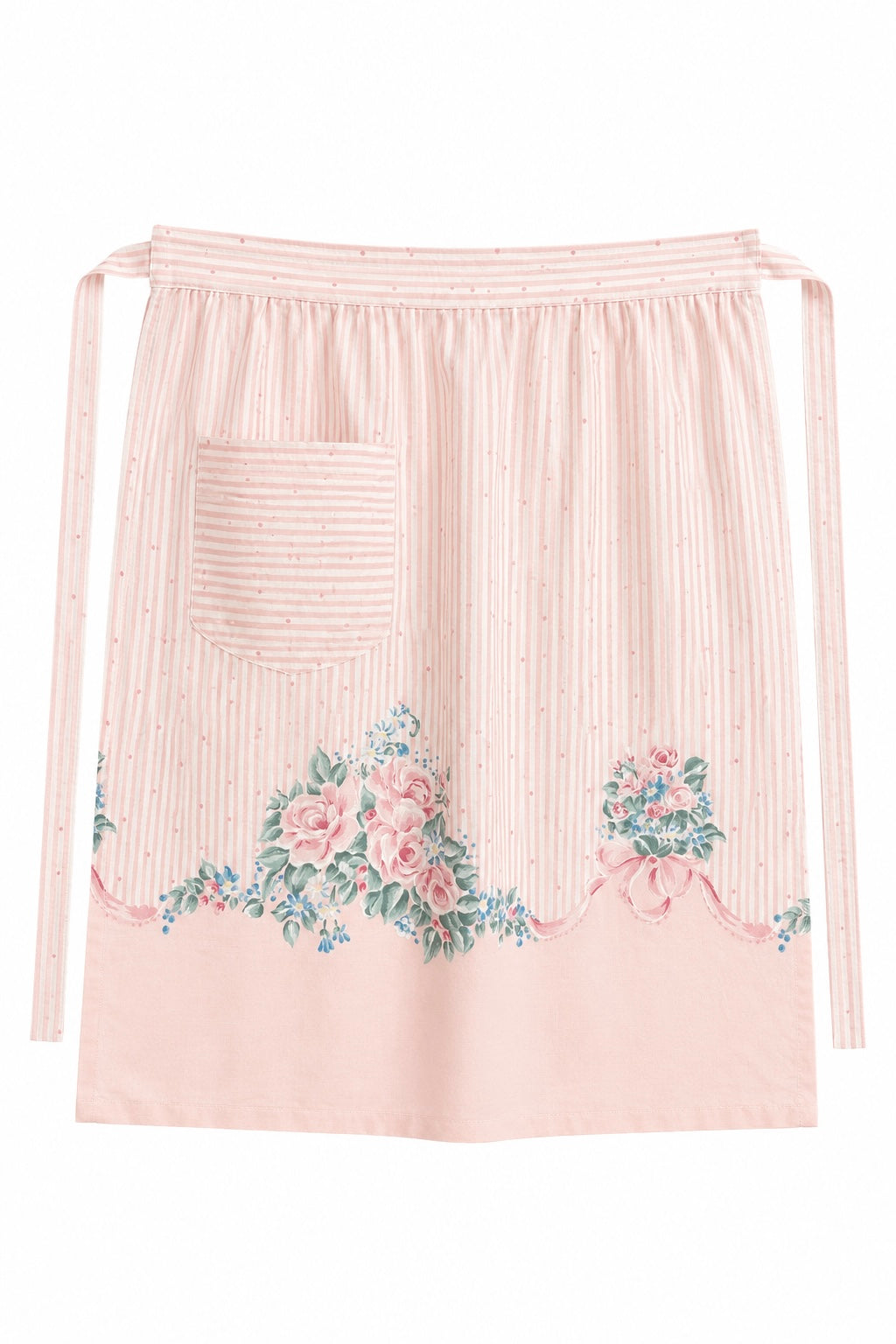 Vintage Pink Rose Half Apron | Cottagecore Floral Waist Apron | Romantic Kitchen Apron