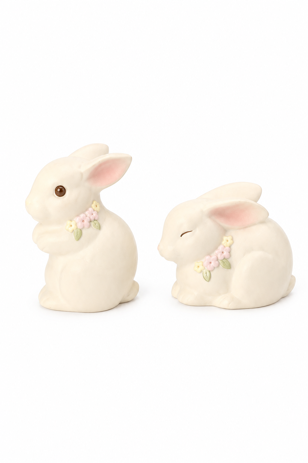 Set of 2 Vintage Oxford Porcelain Bunny Figurines | Sweet Floral Rabbits