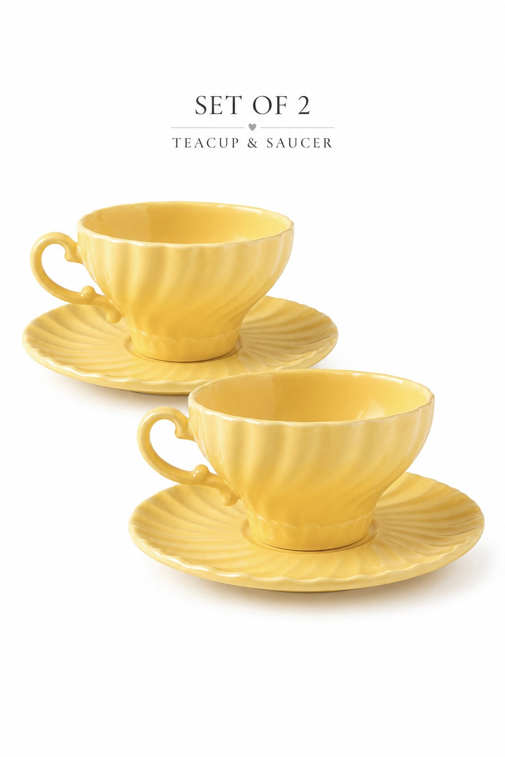 1930s Franciscan Coronado Yellow Teacup & Saucer Set of 2 | Made in Los Angeles, California | Art Deco Vintage Pottery