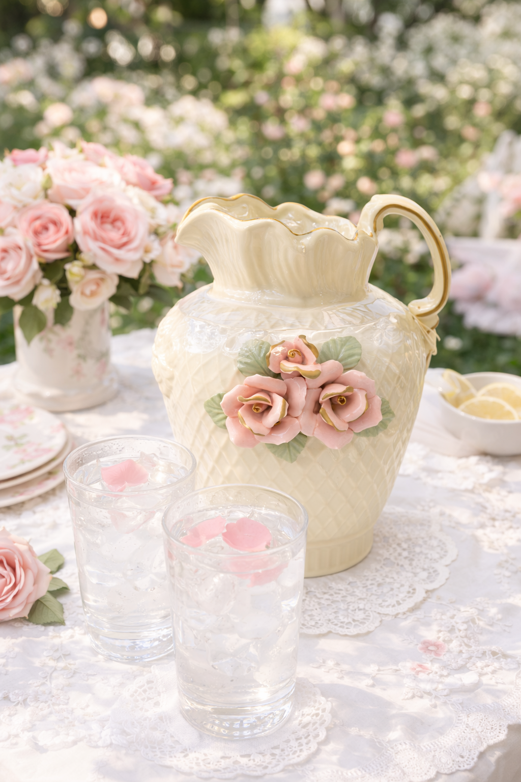 Blush Rose Cottage Water Pitcher