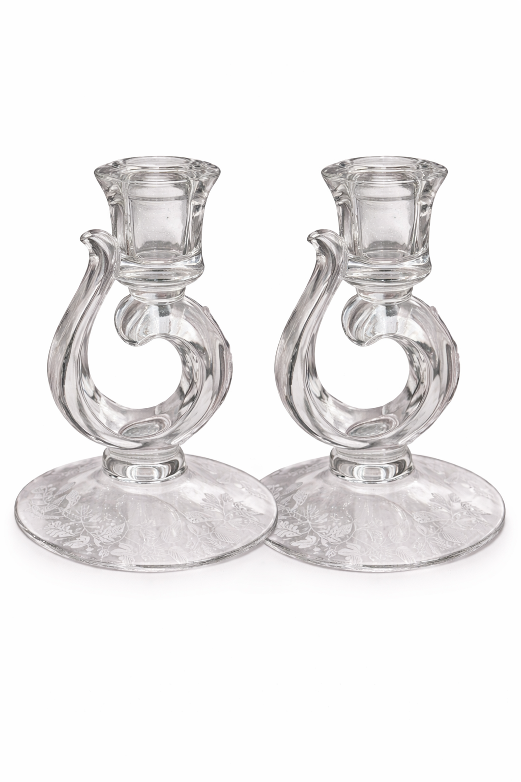 Vintage Fostoria Glass Candlestick Set (1950s–1980s) | Elegant Clear Glass Candle Holders, Made in USA