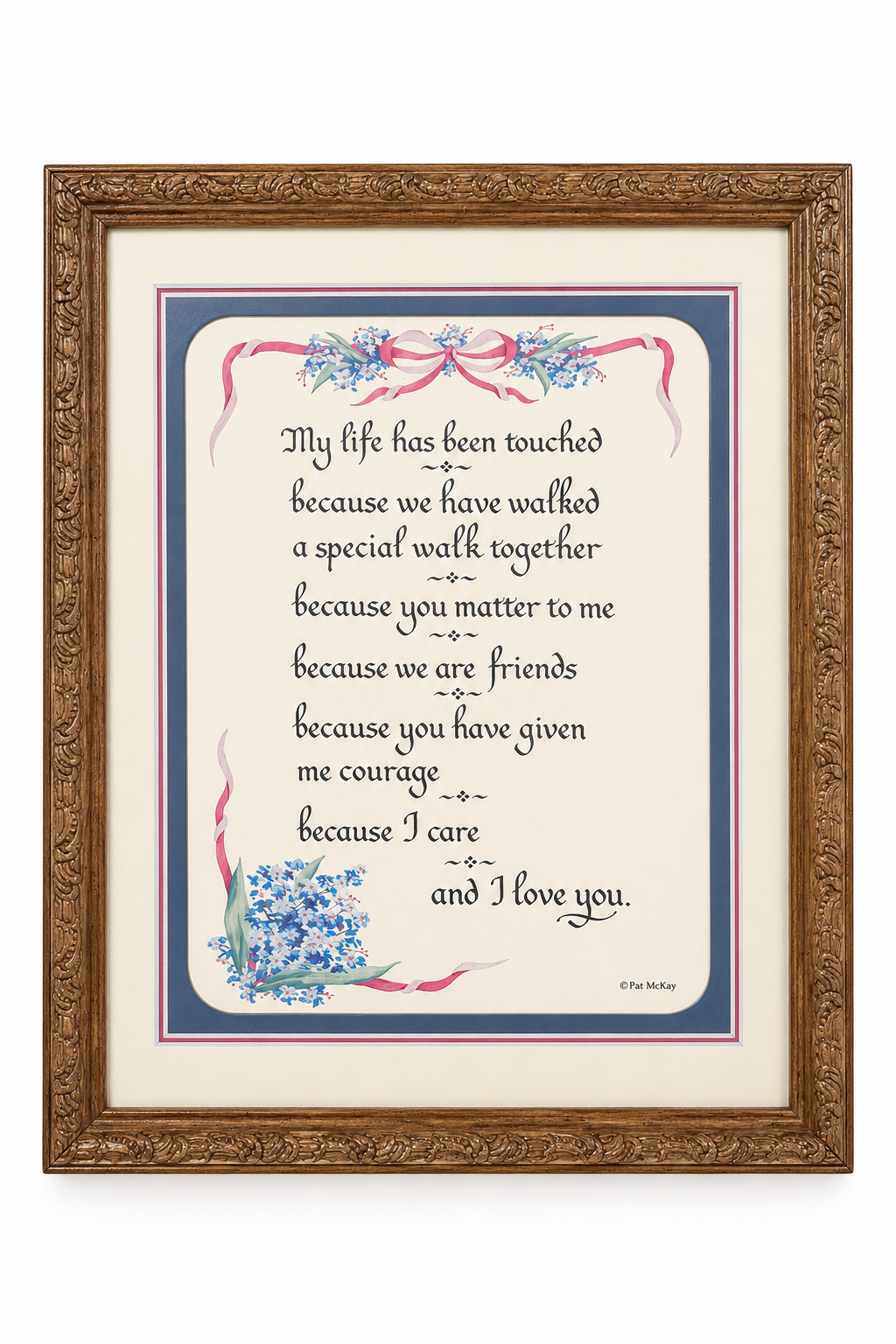 Vintage 1980s Home Interiors Pat McKay “My Life Has Been Touched” Friendship Poem Framed Wall Art