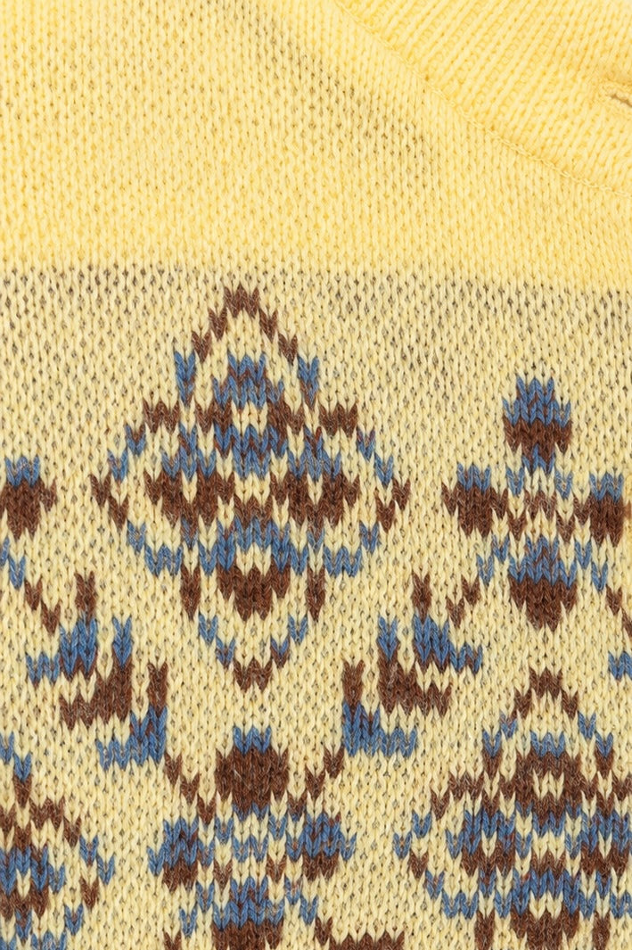 Vintage Woolrich Butter Yellow Fair Isle Knit Cardigan Sweater – Size 38 M/L