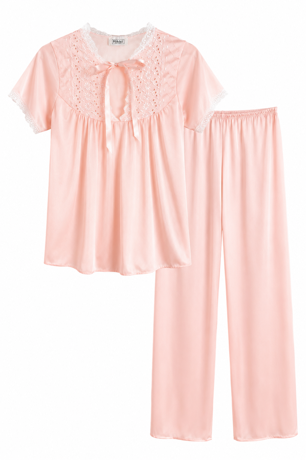 Vintage Rikki New York Pink Pajama Set | Lace Trim Lounge Set | Petite Small