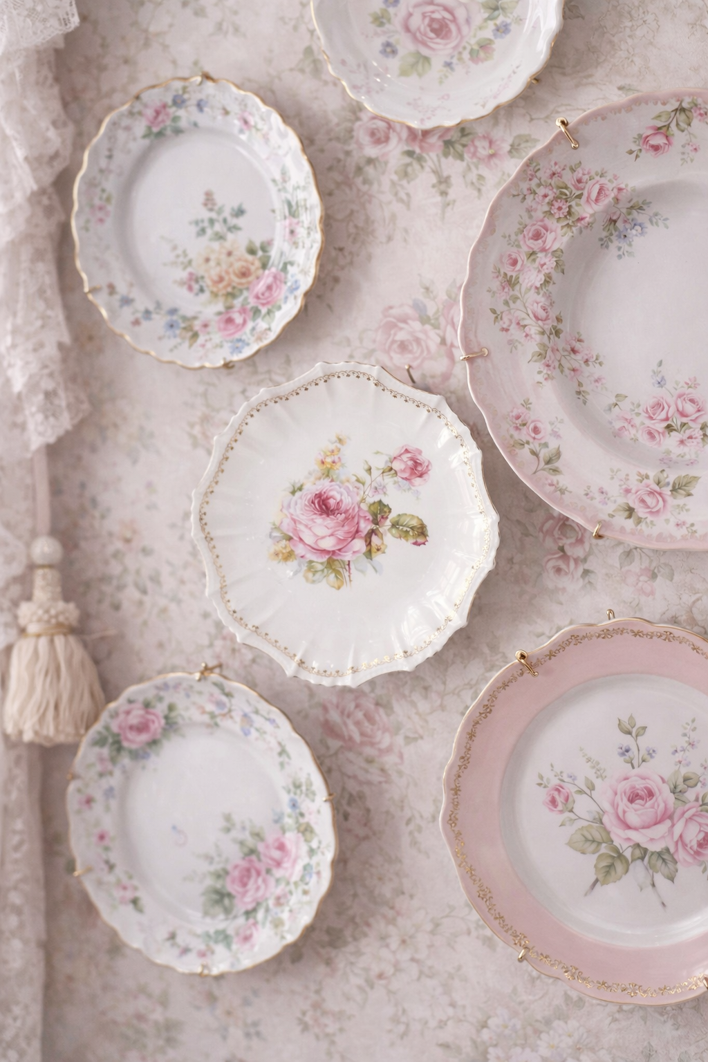 Vintage German Porcelain Rose Plate – Jewelry Dish / Vanity Tray / Wall Decor