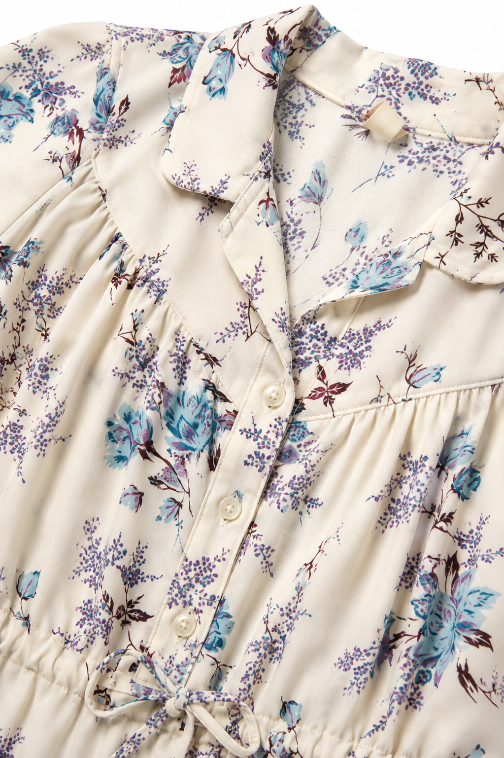 Vintage 1970s–1980s Floral Midi Dress – Cream Cottagecore Button Front Dress | Size 7 (XS–S)