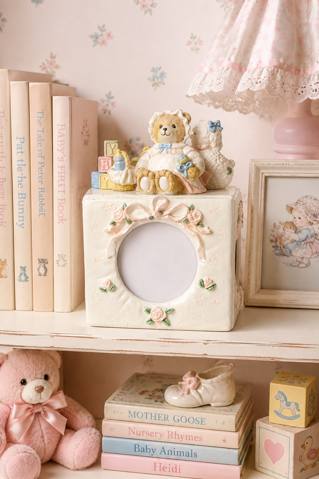 Vintage Teddy Bear Nursery Picture Frame | Pastel Baby Photo Frame