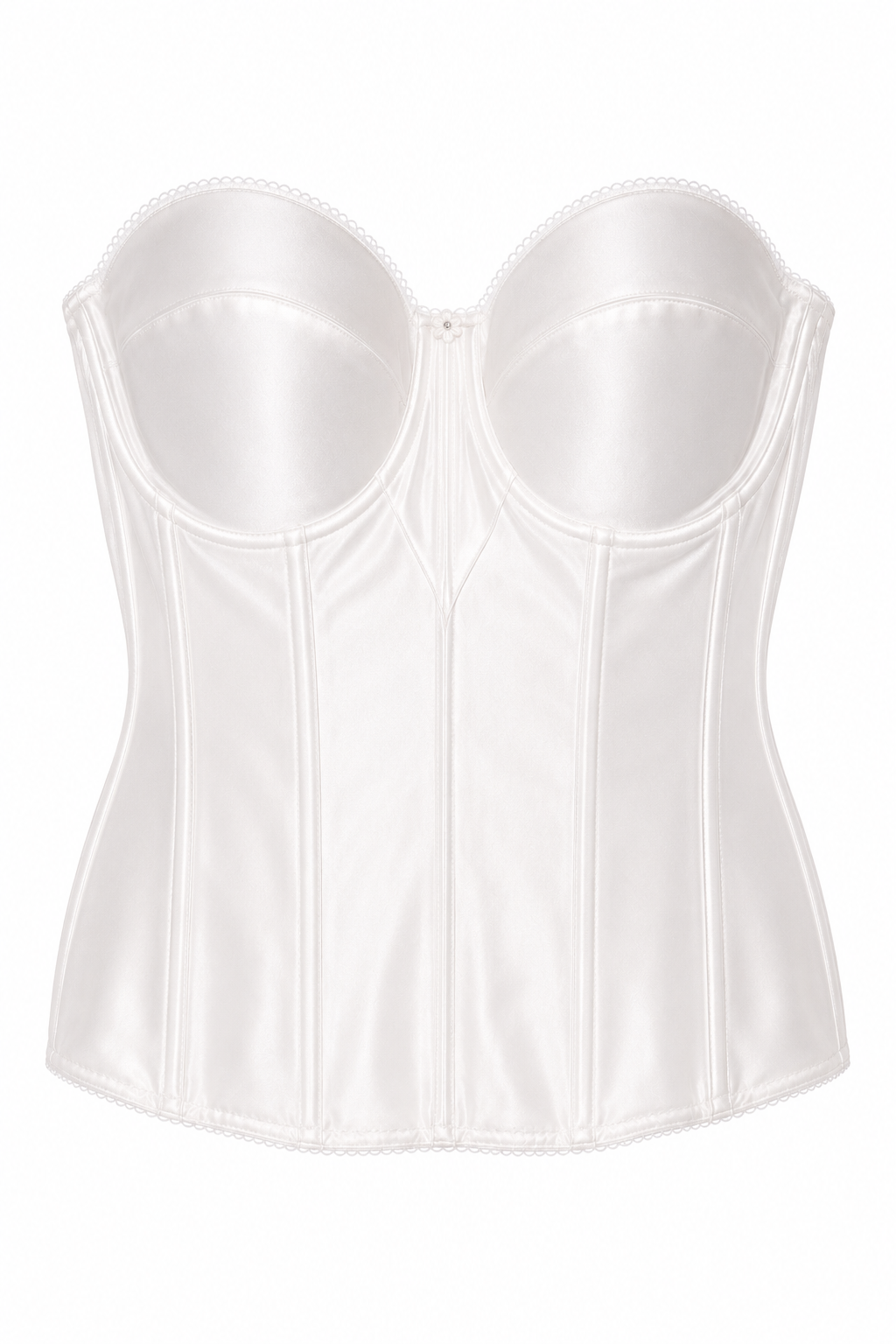 White Satin Bridal Bustier Corset | Size 38DD/E | Longline Strapless Bra | Wedding Lingerie