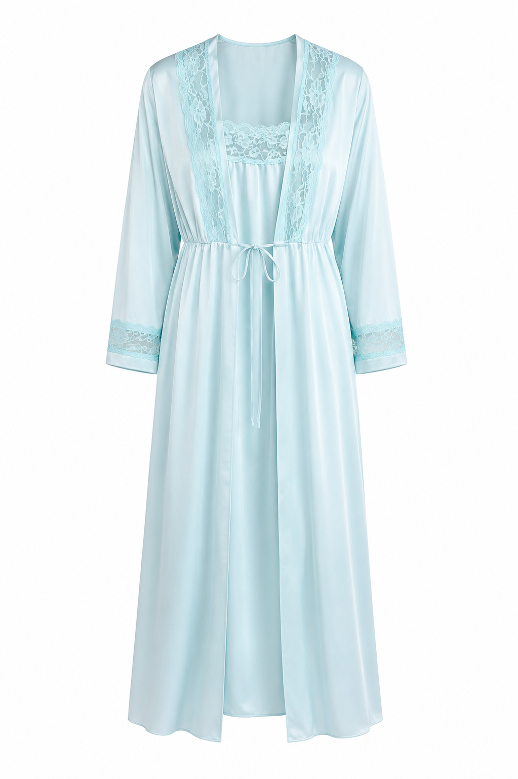 Vintage Nicam Blue Nightgown & Robe Set | Made in USA | 2-Piece Nylon Lingerie | Small/Medium