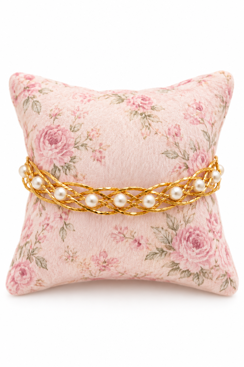 Vintage 1995 Avon Pearlesque Treasures Faux Pearl & Gold-Tone Braided Bracelet – 8” Elegant Retro Jewelry