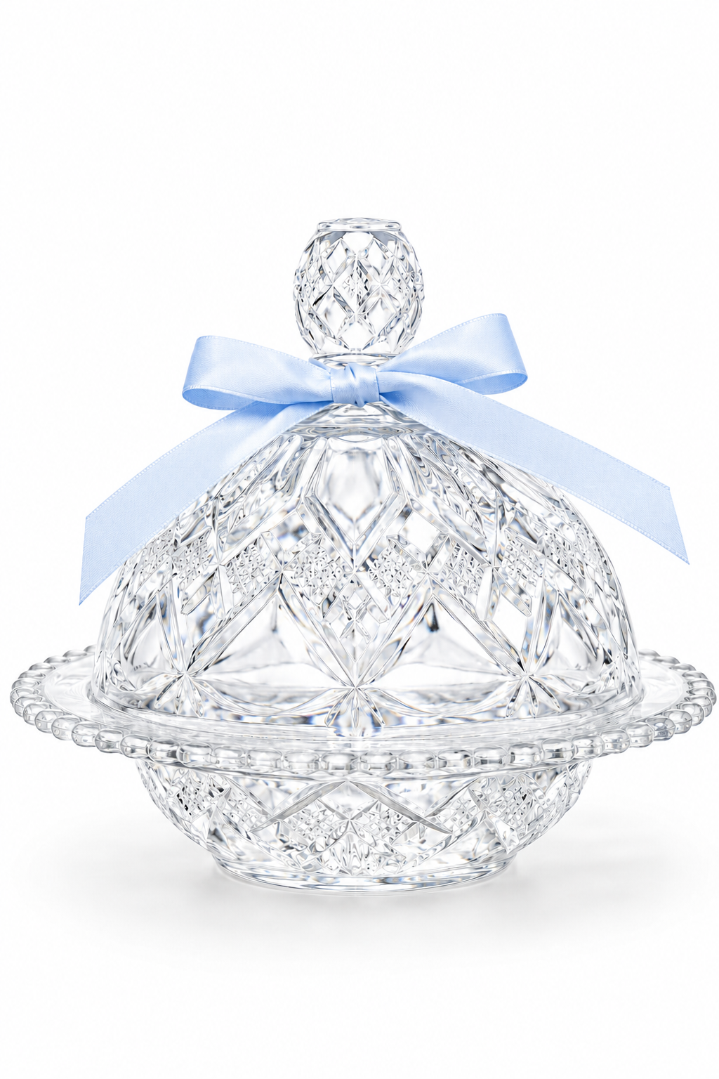 Vintage Glass Covered Candy Dish | Clear Lidded Candy Bowl