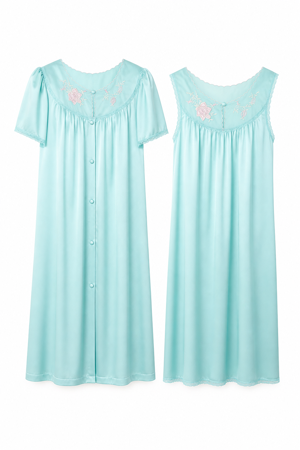 Vintage 1960s–1970s Vanity Fair Peignoir Set | Blue Two-Piece Nightgown & Robe - XS/S