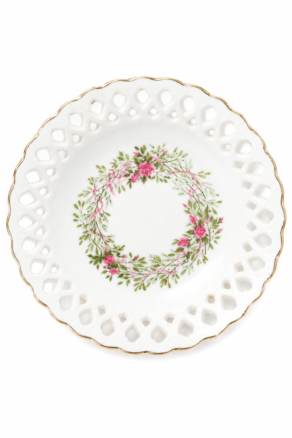 Vintage 1988 Avon “Happy Birthday” Collector’s Porcelain Plate | Pink Rose Wreath & Lattice Border
