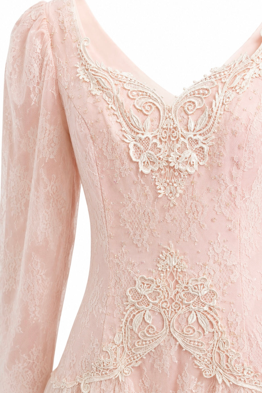 Vintage 1980s Scott McClintock Blush Pink Lace Romantic Formal Dress XS/S